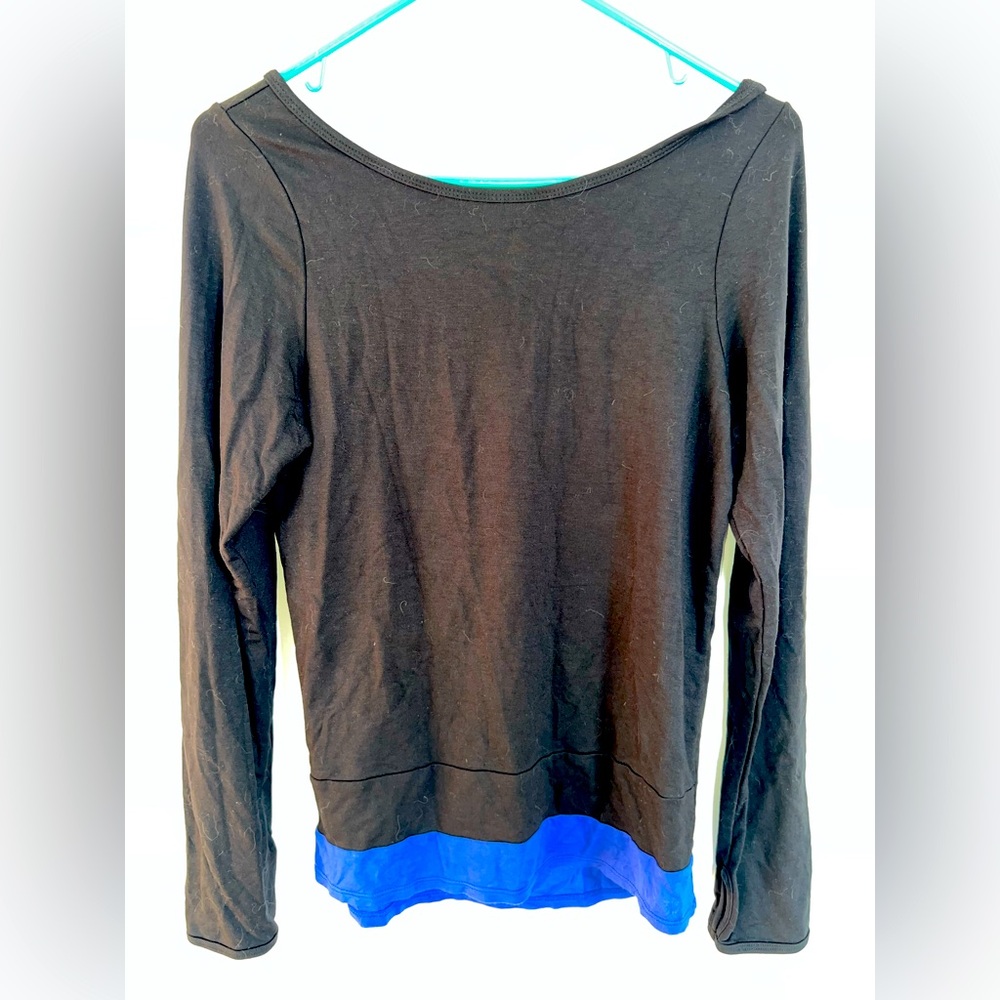 Pure Barre Open Back Shirt Black and Blue size S